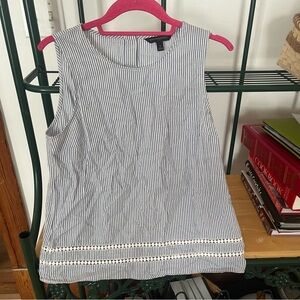 Banana Republic blue and white striped Embellished Tank Top size small